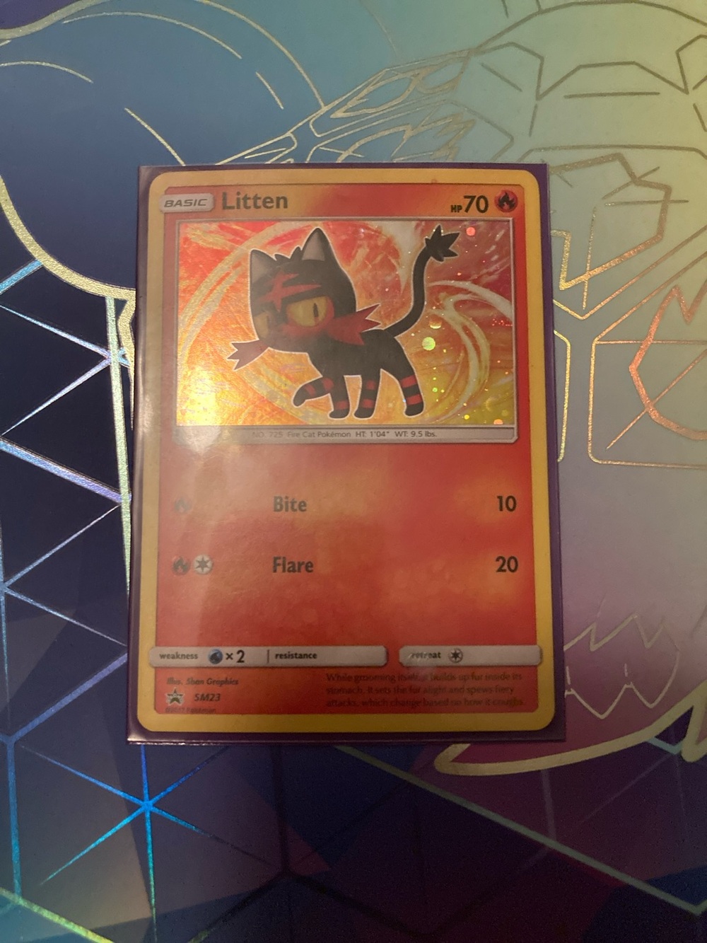 Pokemon Litten Holographic Red and Black Trading Card